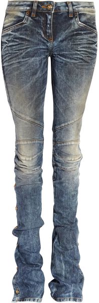 Balmain Distressed Mid-rise Flared Jeans - Lyst