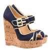 Christian Louboutin 'Melides 'Canvas and Cork Platform Wedges in Blue (navy) - Lyst