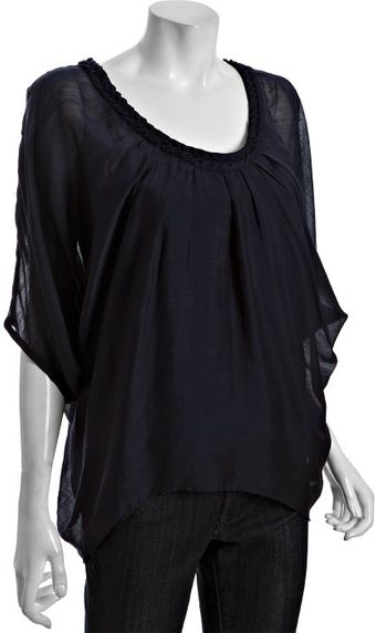 Kas Navy Silk-cotton Cassandra Braid Trim Blouse - Lyst