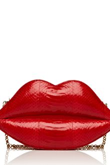 Lulu Guinness Lipstick Red X-large Snakeskin Lips Clutch - Lyst