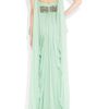Marchesa Crystalembellished Silkchiffon Gown in Green (aqua) - Lyst
