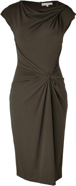 Michael Kors Teak Knot Front Dress in Green - Lyst
