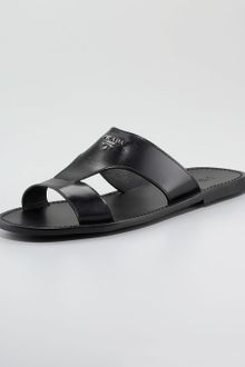 Prada T-strap Logo Sandal - Lyst