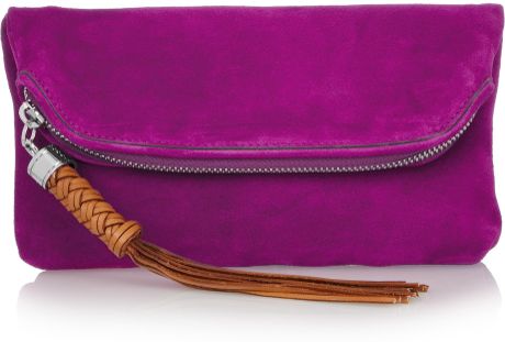 Ralph Lauren Collection Tasseled Suede Clutch in Purple (magenta) - Lyst