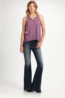 Splendid Button-down Racerback Blouse - Lyst