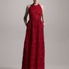 Valentino Lace Halter Gown in Red - Lyst