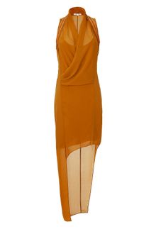 Helmut Lang Cognac Asymetric Helix Dress - Lyst