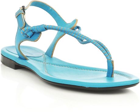 Bottega Veneta Twisted Leather Sandals in Blue (turquoise) - Lyst