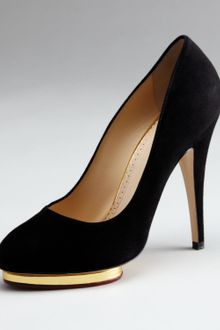 Charlotte Olympia Metallic-platform Suede Pump - Lyst