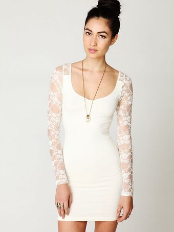 Free People Ginger Long Sleeve Lace Back Tunic - Lyst