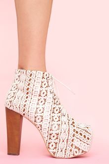 Nasty Gal Lita Platform Boot - Ivory Crochet - Lyst