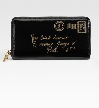 Yves Saint Laurent Ysl Patent Zip Wallet - Lyst