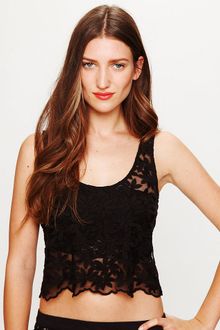 Free People Daisy Embroidered Mesh Crop Top - Lyst