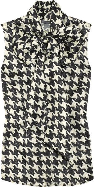 Alexander McQueen Houndstooth Pussy-bow Shirt - Lyst