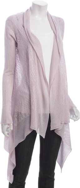 Autumn Cashmere Saché Pointelle Modal Draped Cardigan Sweater - Lyst