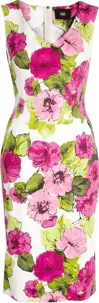 D&G Ultimate Floral Print Stretch Cotton Dress - Lyst