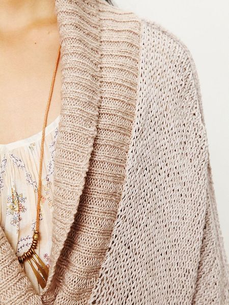 Free People Shawl Collar Cardigan in Beige (parchment)