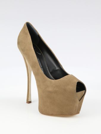 Giuseppe Zanotti Suede Peep Toe Platform Pumps - Lyst