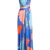 Issa False Wrap Printed Silk Jersey Maxi Dress in Blue (multicoloured) - Lyst