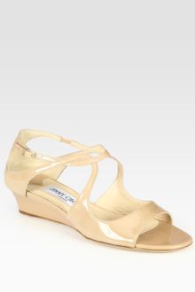 Jimmy Choo Vida Patent Leather Wedge Sandals - Lyst