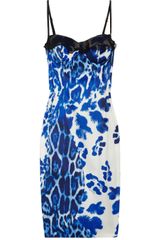Just Cavalli Leopard-print Stretch-satin Bustier Dress