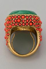 Kenneth Jay Lane Coral & Jade Cocktail Ring