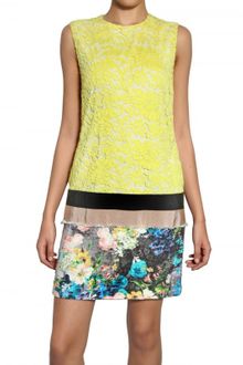 MSGM Cotton Lace On Printed Bouclè Dress - Lyst