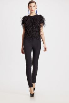 Oscar de la Renta Feather Cashmere/silk Knit Top - Lyst