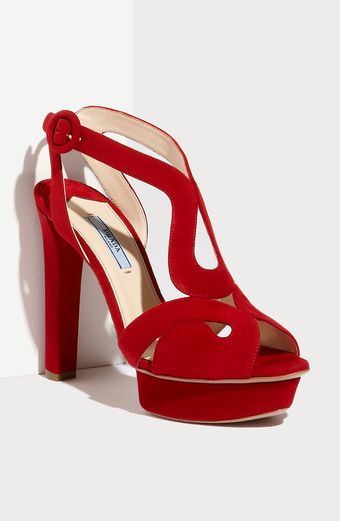 Prada Hexagon Arabesque Platform Sandal - Lyst