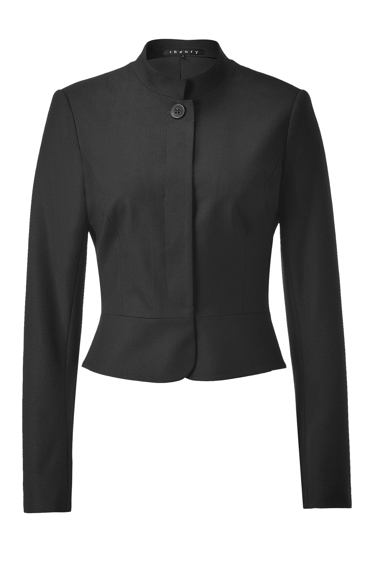 Theory Black Blazer with Standup Collar in Black Lyst