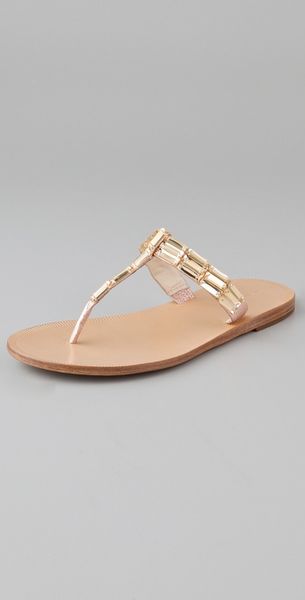 Vera Wang Lavender Rox Flat Thong Sandals in Gold (pink) - Lyst