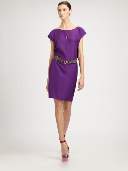 Yves Saint Laurent Silk Dress in Purple (black) - Lyst