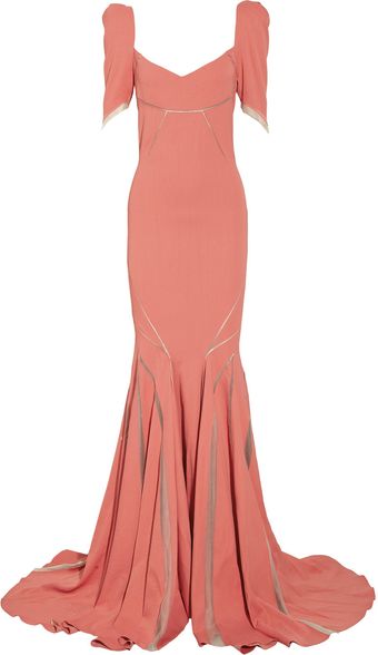 Zac Posen Stretch Satin-crepe Fishtail Gown - Lyst