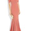 Zac Posen Stretch Satincrepe Fishtail Gown in Pink (coral) - Lyst