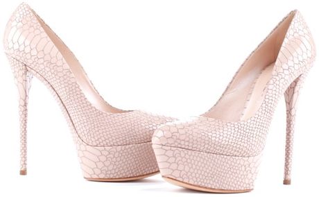 Casadei Snake Printed Platform in Beige (nude) - Lyst