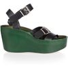 Chloé Colorblock Leather Wedge Sandals in Green (grass) - Lyst