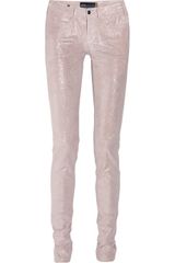 Notify Bamboo Glitter-finish Stretch-leather Skinny Pants