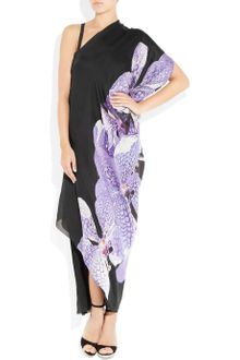 Roberto Cavalli Asymmetric Printed Silk-chiffon Gown - Lyst