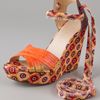 Theodora & Callum Bali Crisscross Wedge Sandals in Orange - Lyst