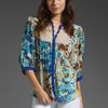 Tracy Reese Floral Inset Blouse in Blue (ecru floral) - Lyst