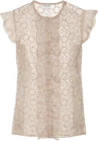 Valentino Embroidered Organza Top - Lyst