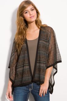 Wallpapher Sheer Print Poncho Cardigan - Lyst