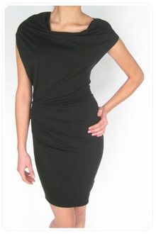Helmut Lang Feather Jersey Draped Asymmetric Sleeve Dress in Black - Lyst