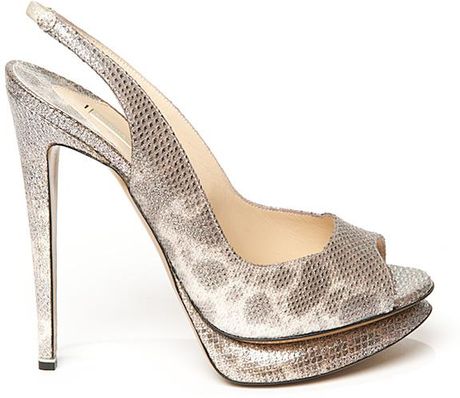 Nicholas Kirkwood Snakeskin Slingback Pump in Gray - Lyst