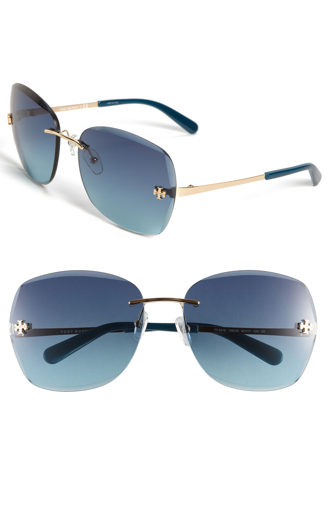 Tory Burch Rimless Sunglasses in Blue (gold/ blue teal) Lyst