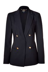 DKNY Black Double-breasted Wool Blazer
