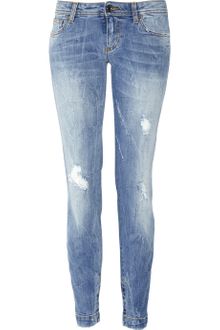 Dolce & Gabbana Distressed Low-rise Skinny Jeans - Lyst