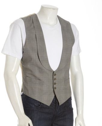 John Varvatos Grey Plaid Cotton Four-button Vest - Lyst