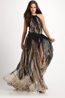 Just Cavalli Leotulip Semisheer Leopardprint Silk Chiffon Gown - Lyst
