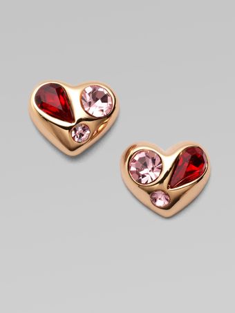 Marc By Marc Jacobs Stone Accented Heart Stud Earrings - Lyst